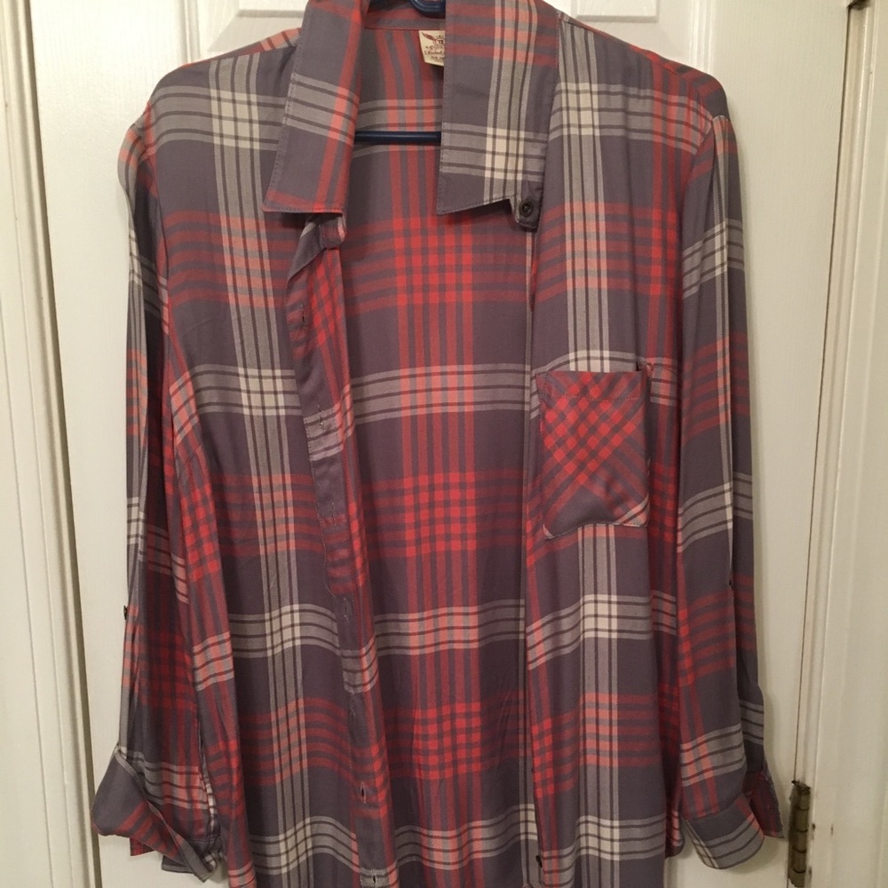 Gray and pink Flannel shirt
